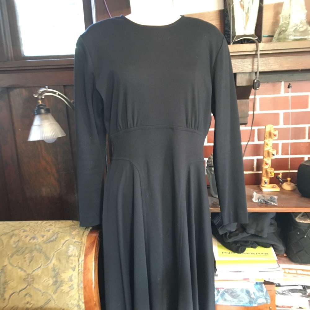 Vintage Liz Claiborne Long Sleeve Cotton/Poly Black Dress, US Size 14